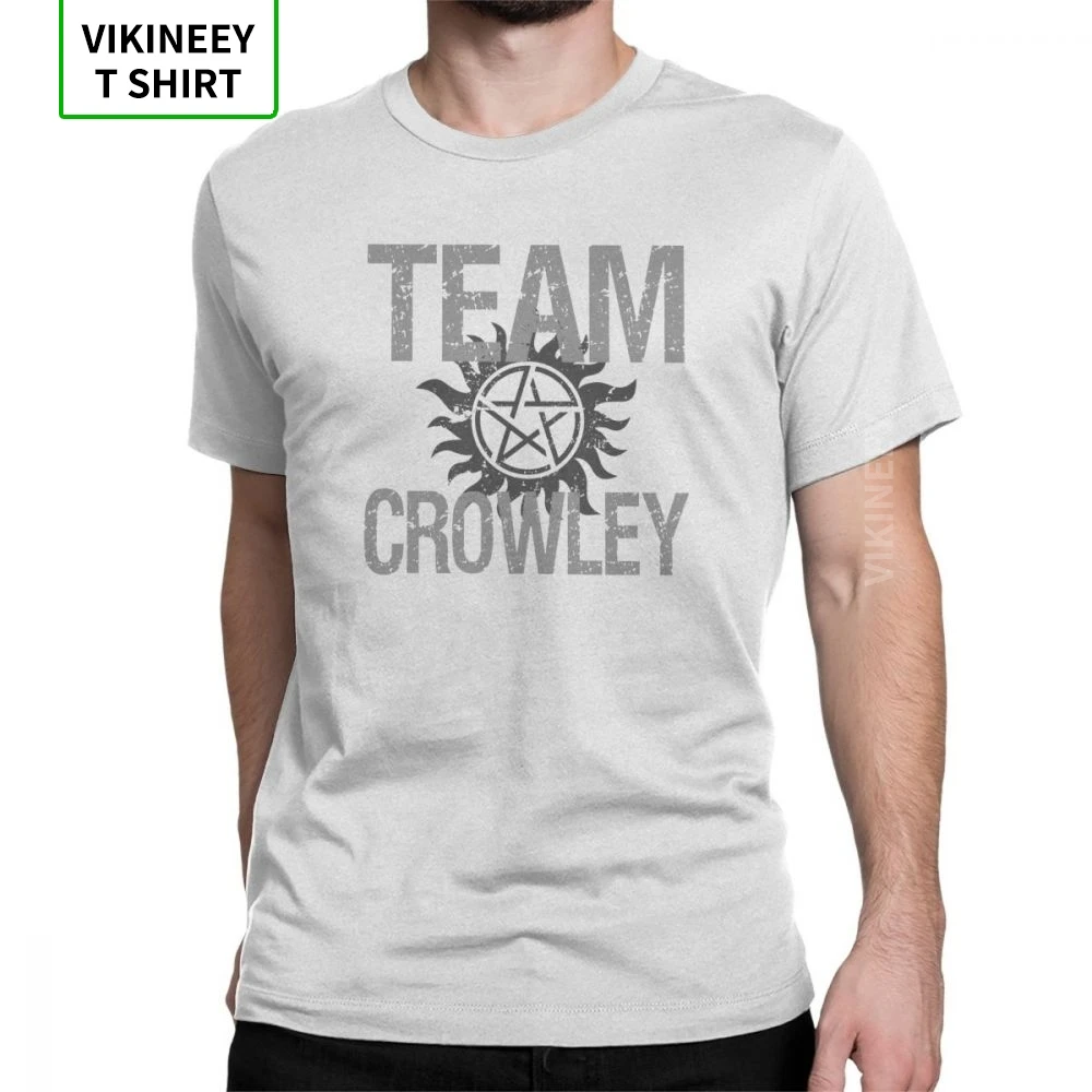 Мужские Spn братья футболка футболки Сверхъестественное команда Кроули