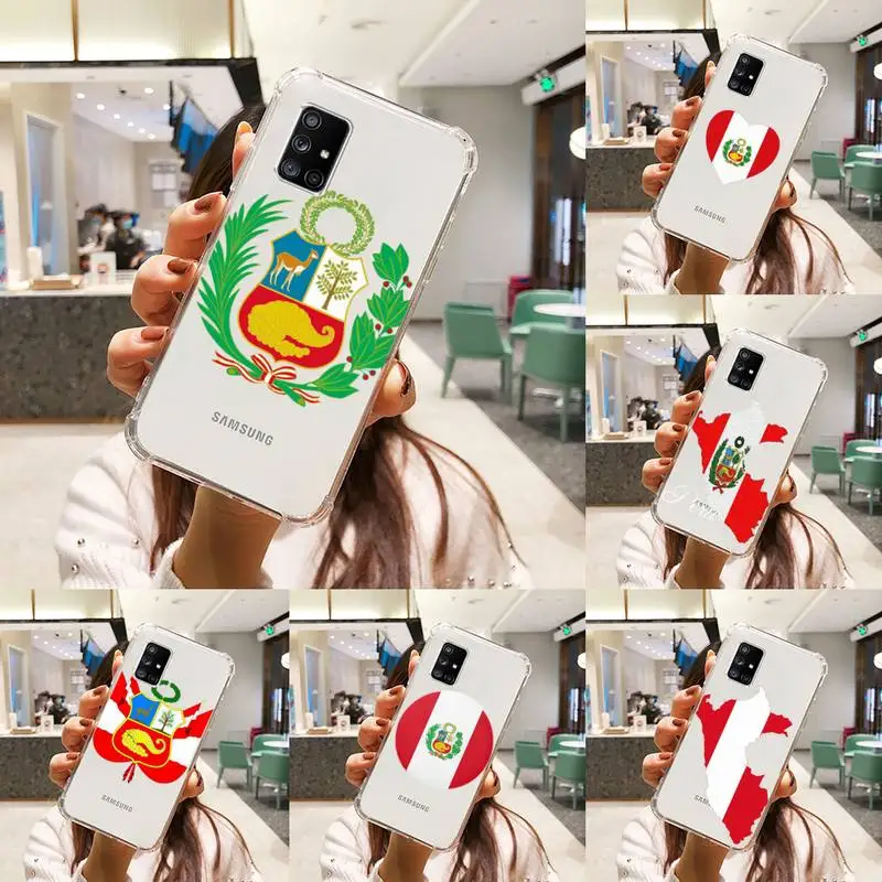

Peru flag Phone Case Transparent For Samsung A51 A50 A71 A70 A81 M60S Note S21 S 20 10 9 8 11 E Plus Ultra