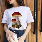 Летняя женская футболка с милым мультяшным принтом в виде грибов, женская футболка 90-х Ulzzang Harajuku, футболка с коротким рукавом, женские футболки, топы