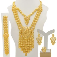 dubai women gold color jewelry sets african wedding bridal ornament gifts for saudi arab necklace bracelet earrings ring set