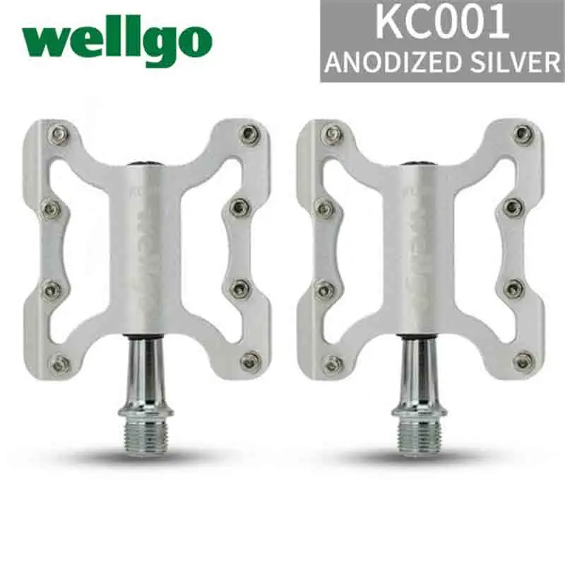 Wellgo KC001 фиксированная педаль MTB BMX велосипедный светильник педали 270 г/пара высококачественные детали для велосипеда Cr-Mo, 9/16 ''шпиндель, герметичный подшипник - Цвет: Silver