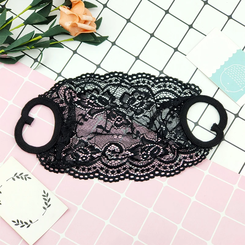 Взрослая регулируемая хлопковая дышащая маска из кружев с цветочным орнаментом для защиты от солнца и протирания для рта, моющаяся.