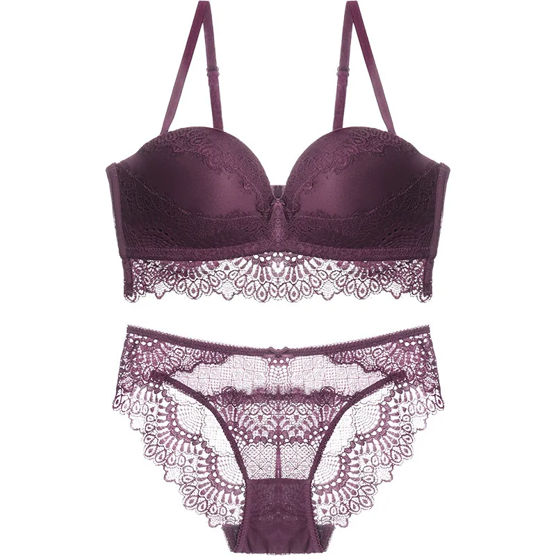 

Women's Underwear Set Lace Sexy Push-up Bra and Panty Sets Comfortable Brassiere Young Bra Adjustable Deep V Lingerie