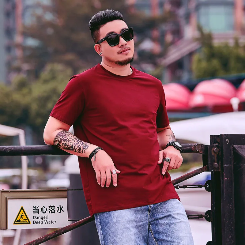 

Trendy Men T Shirt Casual Loose Short Sleeve Slim Men's Summer Stretch Solid T-shirt Male Clothing White