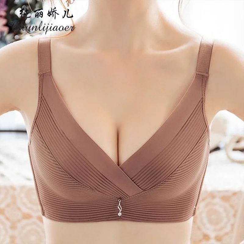

Нижнее белье для женщин, бюстгальтер без стальных колец, с маленькой грудью, регулируемый, поддерживающий грудь, тонкий, Не оставляющий след...