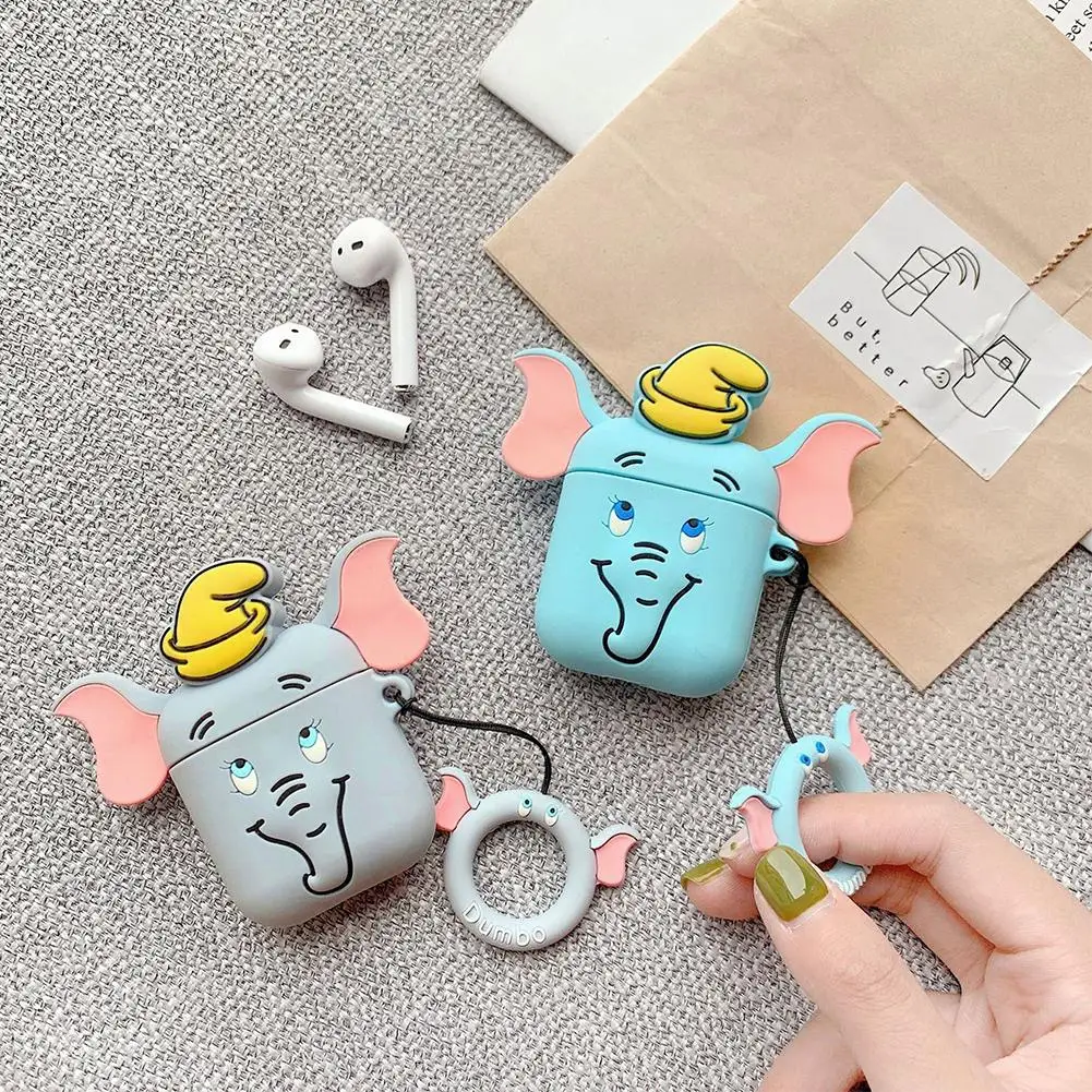 Bluetooth Headset Case Stereo Dumbo Rubber Protective Cover For Airpods 2 With Hook | Электроника