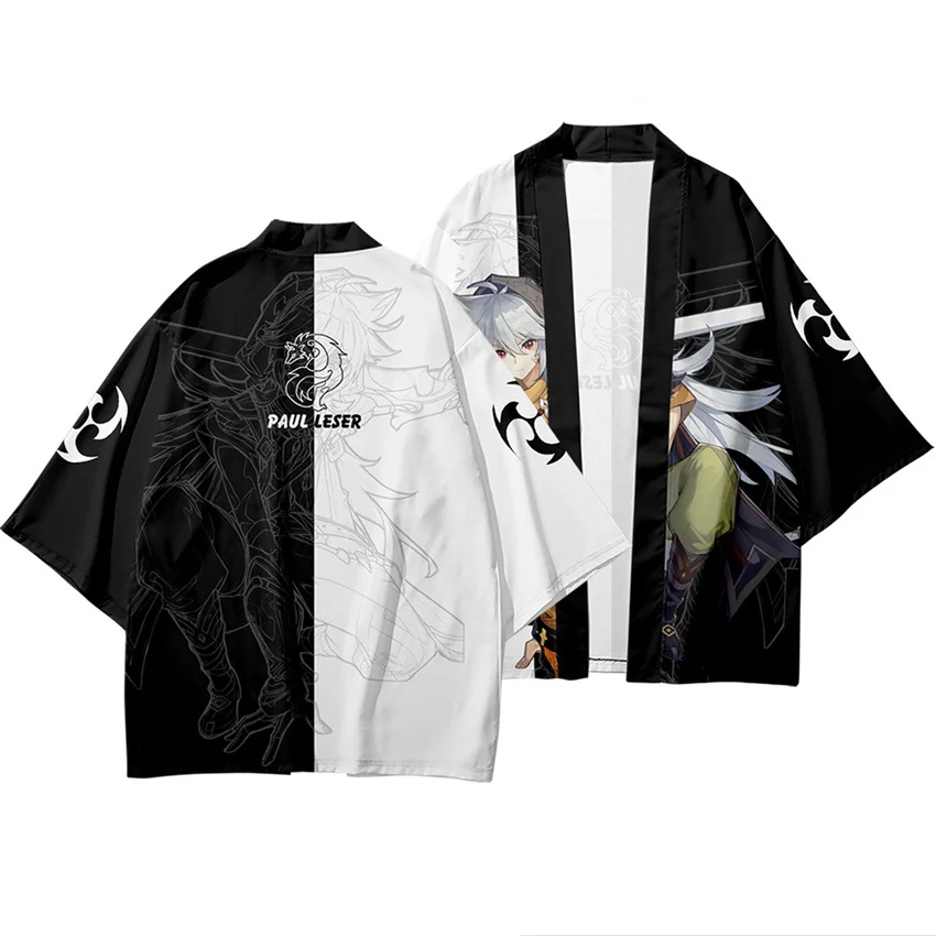 

Hot Game Genshin Impact Kimono Chiffon Coat Costume Keqing Cosplay Cloak For Men Women Suit Kimono Shirt And Shorts