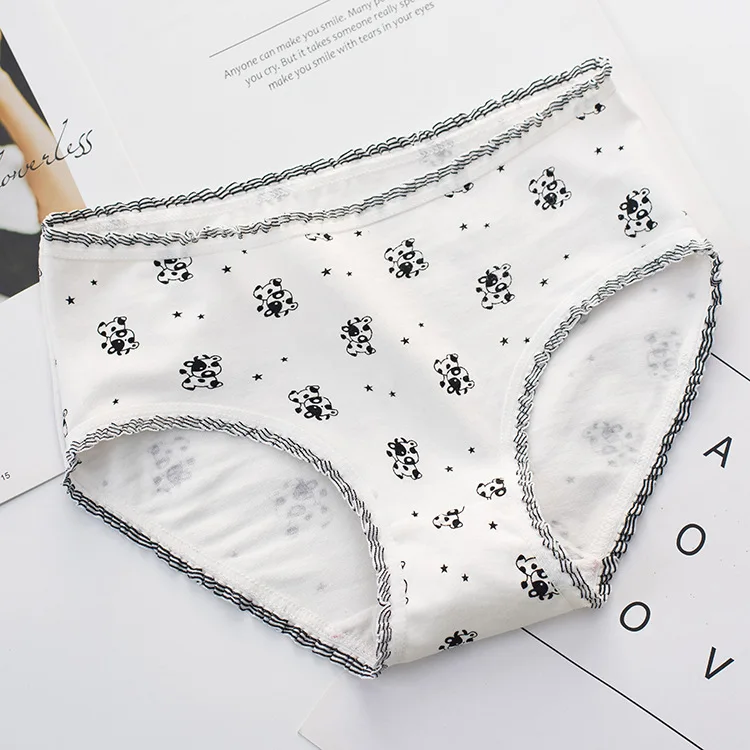 INS стиль 40 хлопок корова мультфильм девушки нижнее белье все Большой треугольник