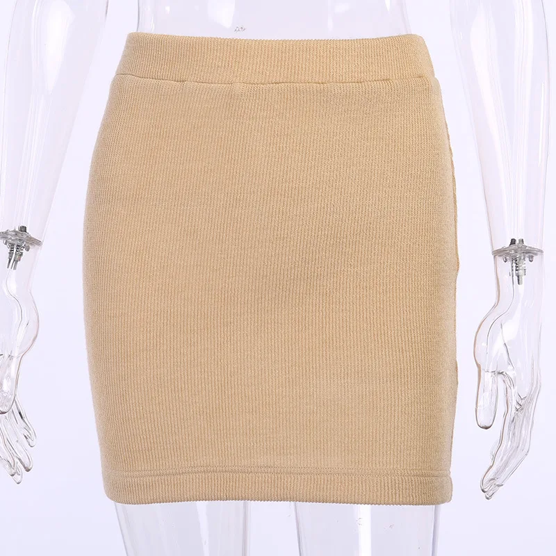 

High Street 2020 New Arrivals Sexy O Neck Khaki Two Piece Women Set Fashion Designer Women's Set