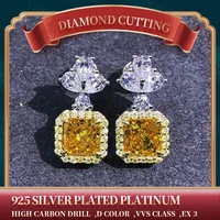 fashion 2021 trend reddean diamond cut yellow 1 0carat high carbon diamond stud d 925 silver plated platinum wedding party gift