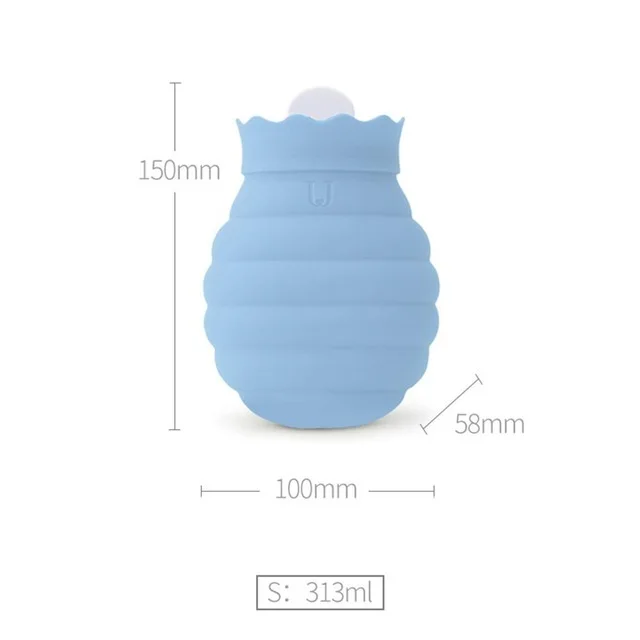 313ml Blue Xiaoomi Jodan Judy 313/620 мл мешок горячей воды микроволновый нагрев силиконовая бутылка зимняя оплетенная Кепка нагреватель - Цвет: 313ml Blue