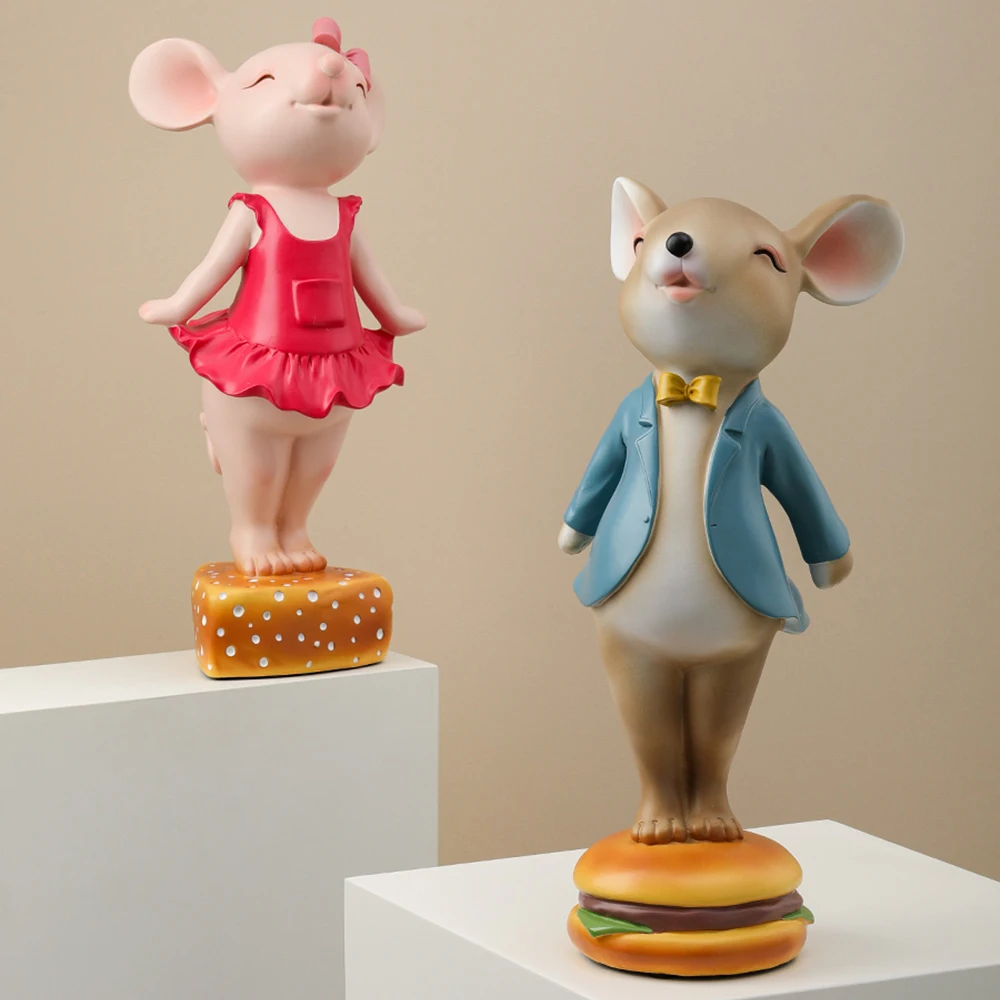 

Cute Mouse Resin Sculpture Rat Figurine For Home Decoration Living Room Decor Ornaments Desk Decorative Accessories Wedding Gift