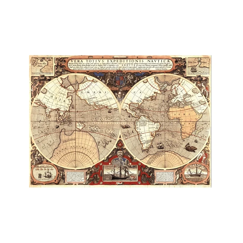 

A2 Size Spray Painting World Map Canvas Non-Smell Retro Old Wall Decor Map Home Desk Art Crafts Office School Supplies