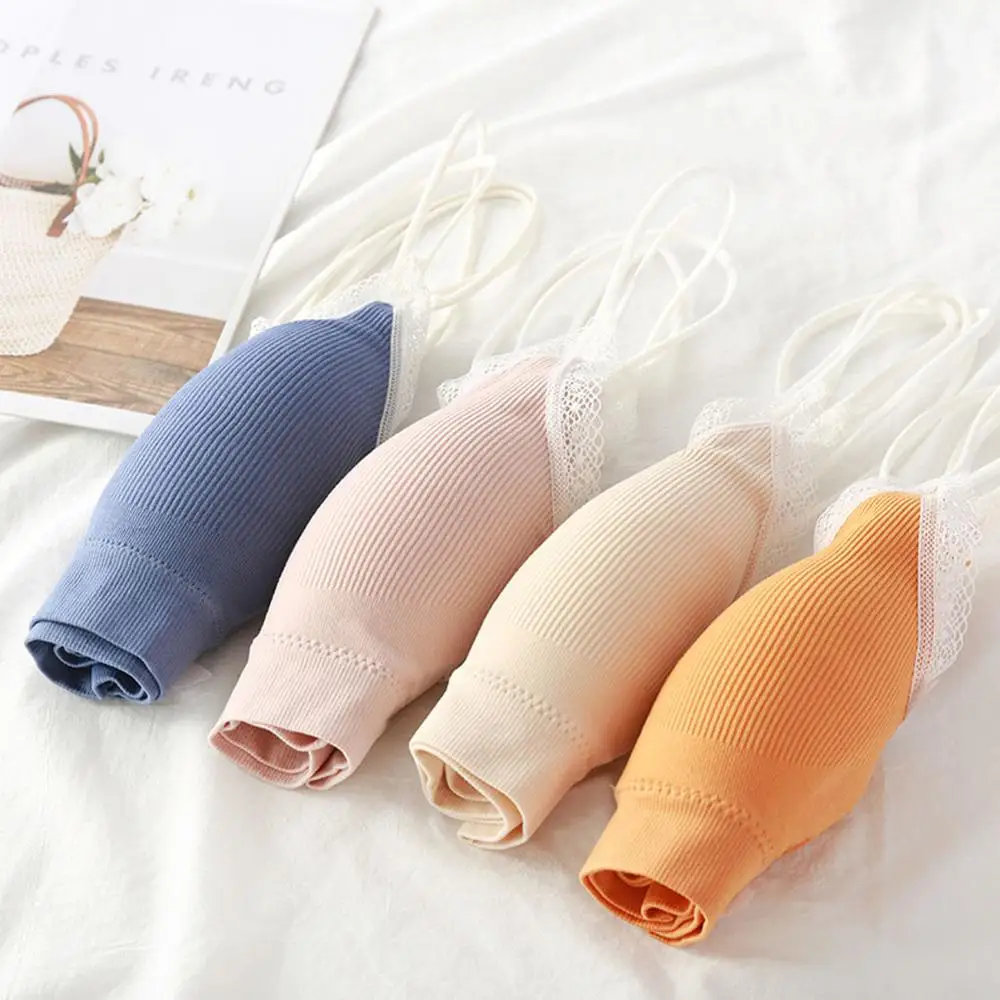 Женский бесшовный бюстгальтер из полиэстера с кружевной каймой эффектом пуш ап