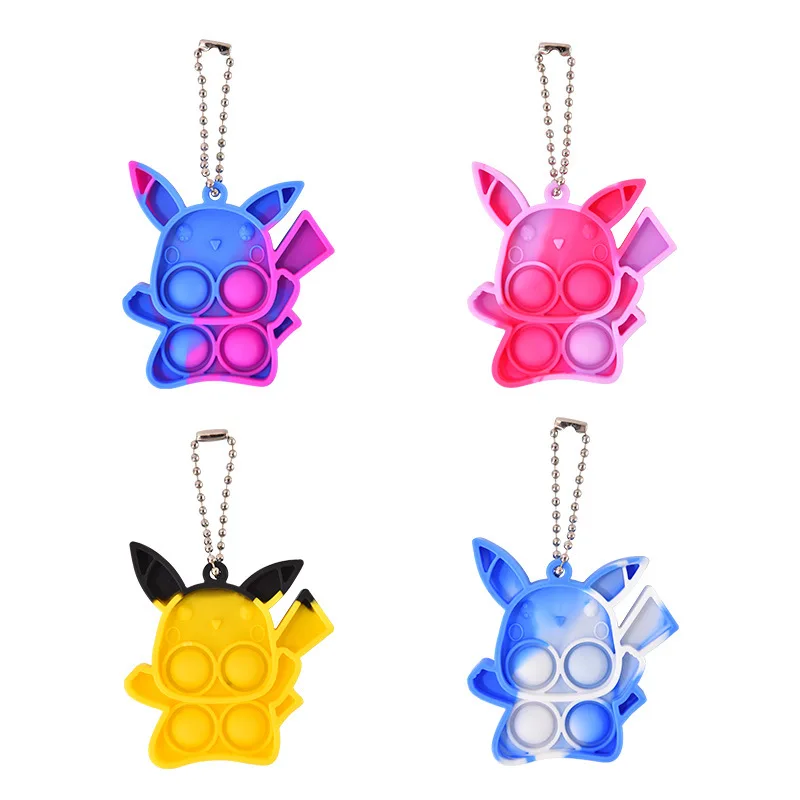 

Pokemon Kawaii Cute Q Version Pikachu Colorful Pops Fidget Toy Anti Stress Relief Sensory Mini Dinosaur Keychain Pendant Toy