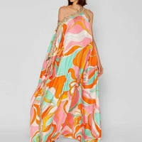 women 2021 summer floral print elegant maxi dress v neck oversized loose long boho dresses casual female split dress vestidos