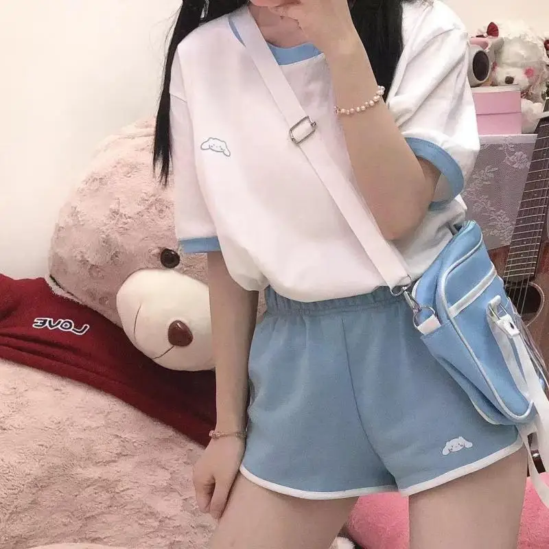

Кавайная Sanriod аниме мультяшная серия Cinnamoroll свободная хлопковая спортивная одежда в стиле колледжа милая мягкая сумка-мессенджер для девуш...