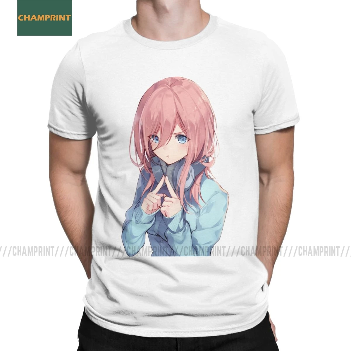 

Мужские футболки Miku The quintessence Quintuplets, хлопковые футболки с коротким рукавом, Аниме футболки Nakano Miku Ichika манга, большие размеры