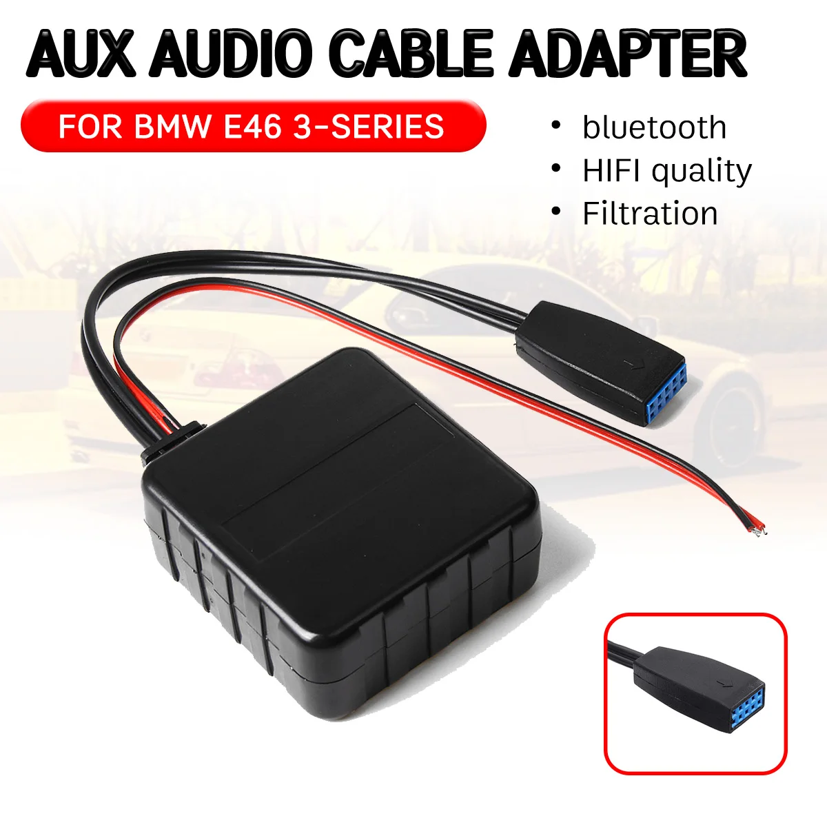 

Bluetooth Aux приемник для BMW E46 2002 2003 2004 2005 2006 кабель адаптер Hi-Fi качества для 10-контактный компакт-дисков головное устройство аудио Интерфейс