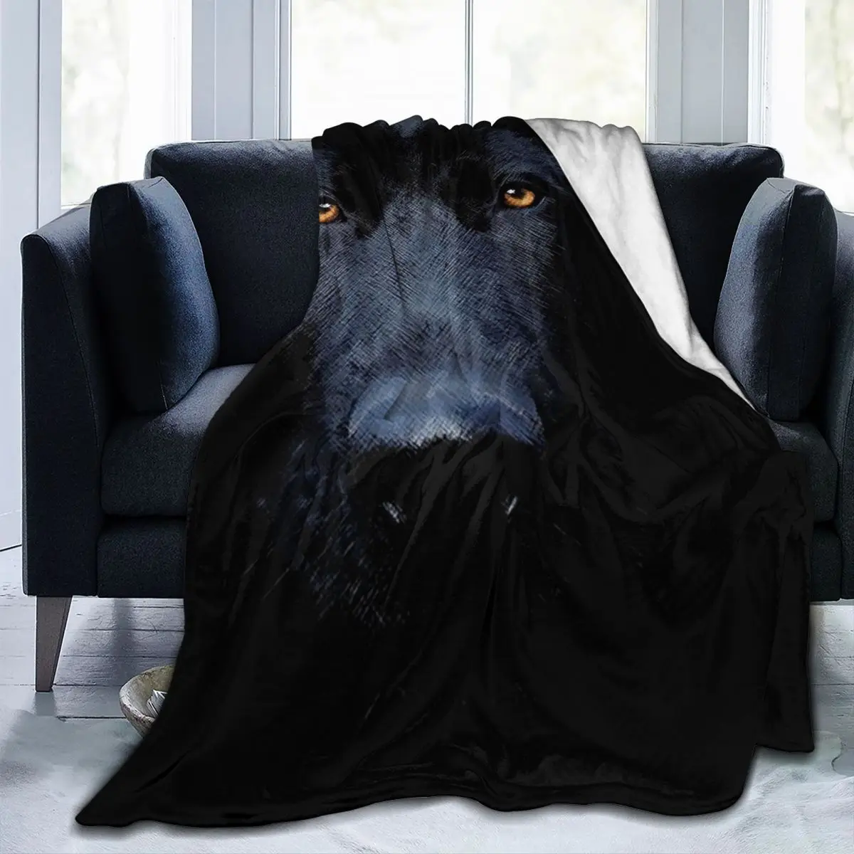 

Love Gifts Black German Shepherd Dog Blanket For Chair Soft Flannel Blankets and Throws