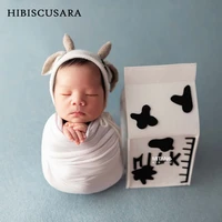 soft mohair knitted bonnet cow hat doll 2pcs set infant baby photo props accessories studio photo shoot prop newbon costumes