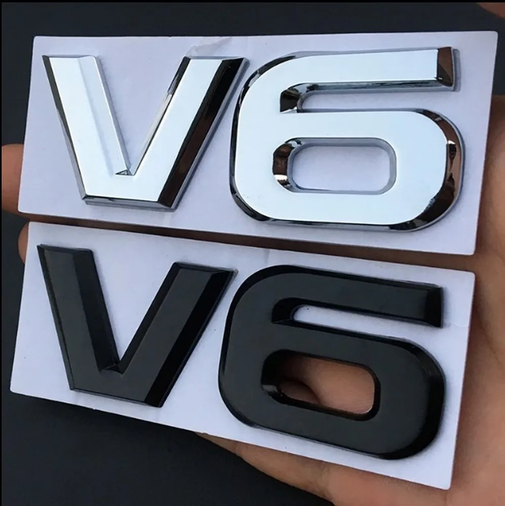 

For V6 Mercedes BMW Audi Ford Fiesta Mustang Ranger Nissan Toyota Honda Styling 3D metal Car Emblems Logo Decal Badge Sticker