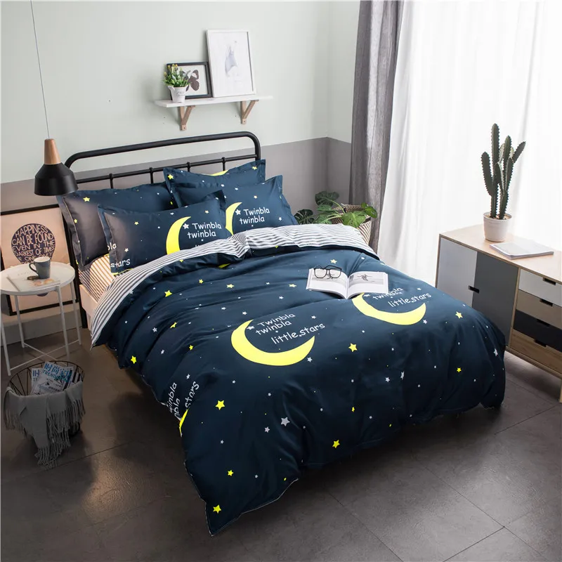 

3/4pcs Twim Full King Queen Size Home Textile Brief Bedding Set Bed Linen Comfortable Duvet Cover Pillowcase Sheet