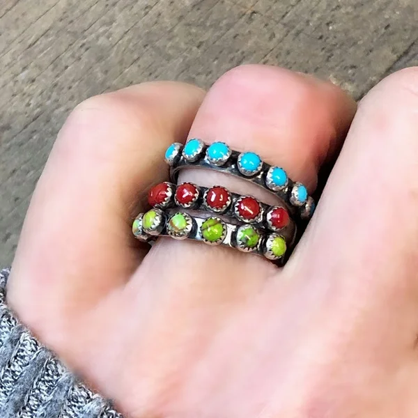 

Vintage Boho Ethnic Beaded Rings for Women Simple Charming Plated Finger Ring Holiday Tribal Beach Party Jewelry Gift