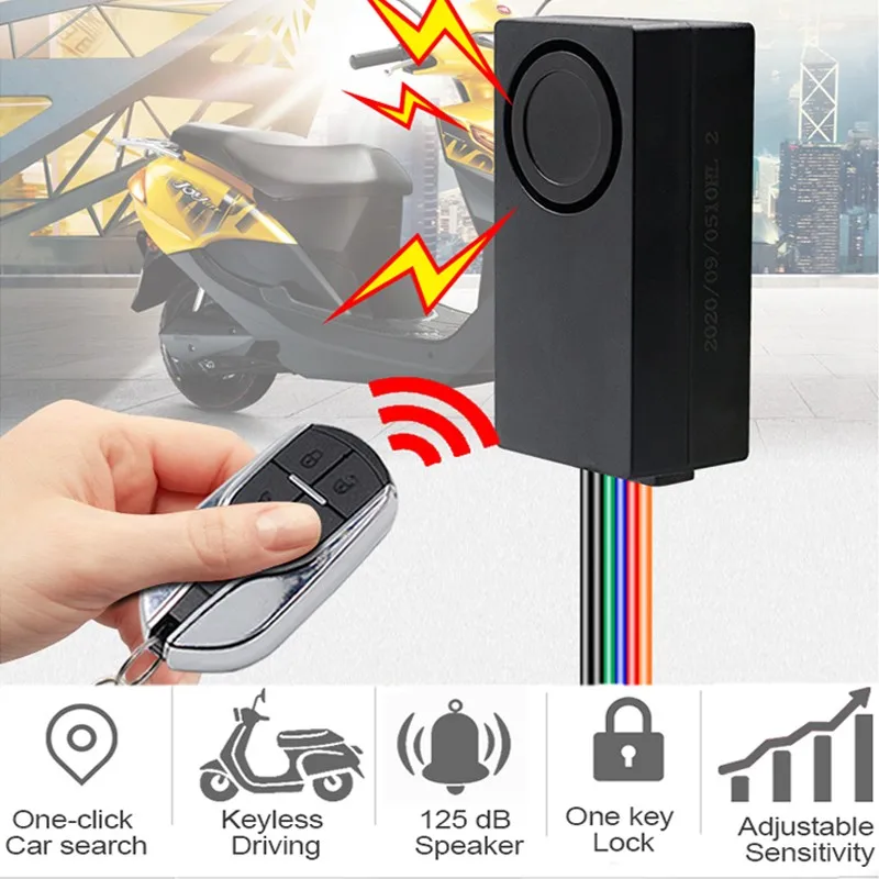 

Fast Shipping 4-Button Anti-theft Alarm For Electric Vehicles (search for car, lock, unlock, quick start) High Quality