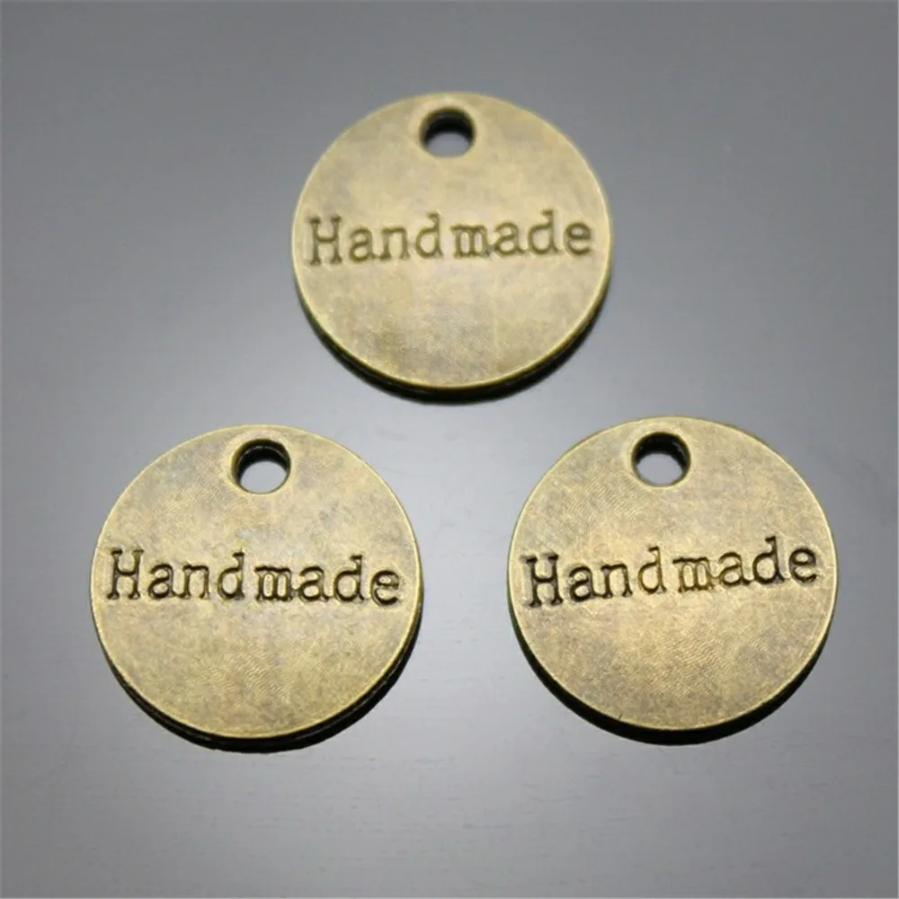 20 штук очарование ручной работы тег круглый Двусторонняя Подвеска под бронзу