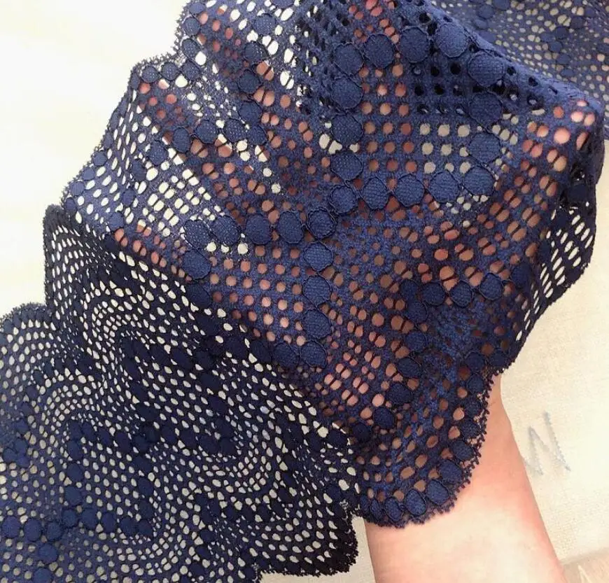1 метр 19 см ширина темно-синяя эластичная кружевная отделка ручной работы