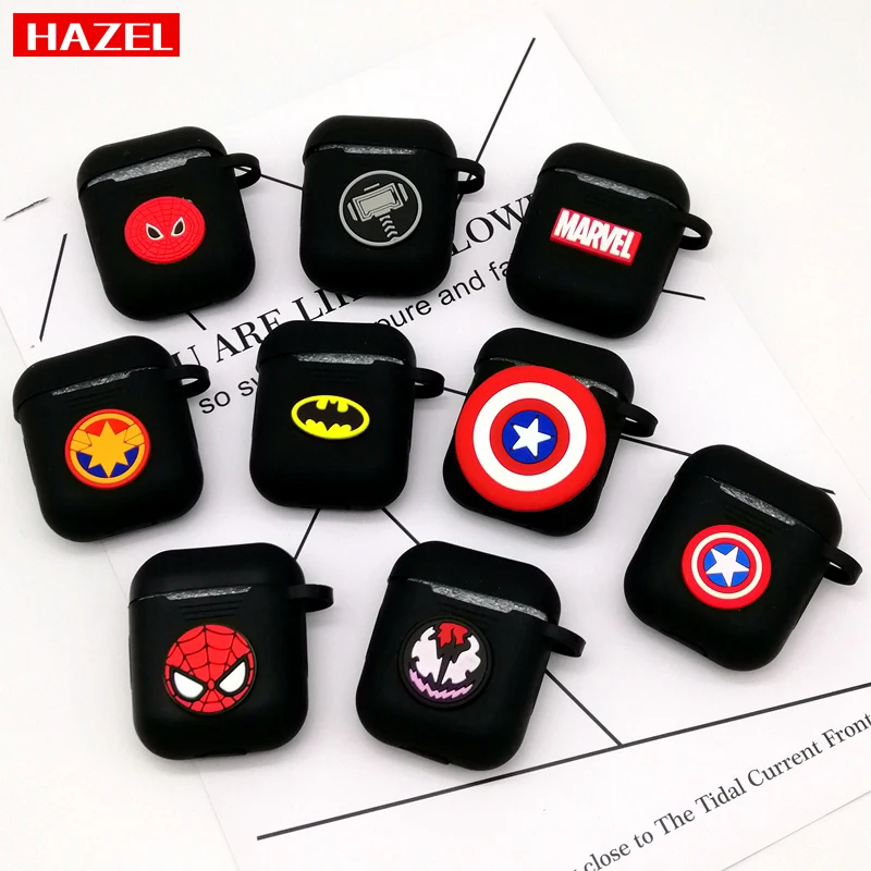Популярный чехол для беспроводных наушников Marvel Captain America с Bluetooth защитный Apple AirPods