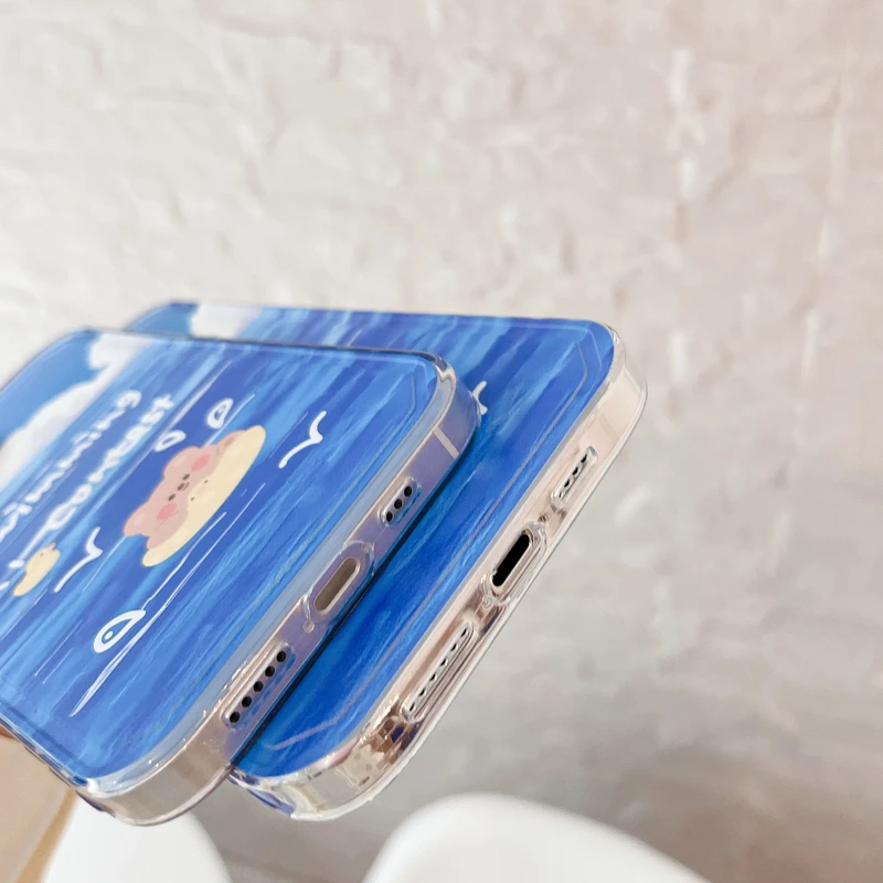 

Cute Cartoon Animal Waves Bear Phone Case For iPhone 12 Pro Max 11 Pro Max X Xs Max Xr 7 8 Puls SE 2020 Cases Soft TPU Cover