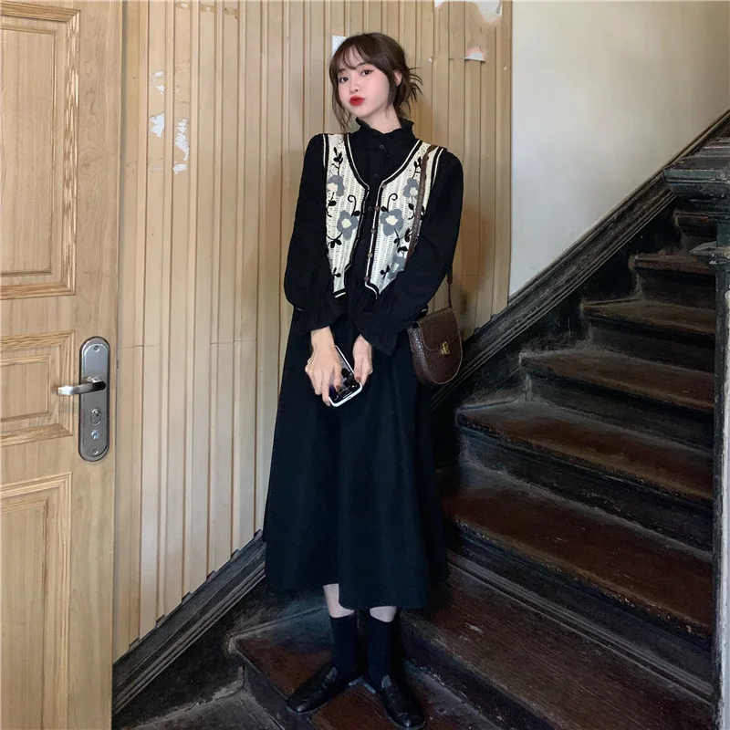 Цельнокроеное платье на раннюю весну и осень новинка 2021 платья миди пуговицах