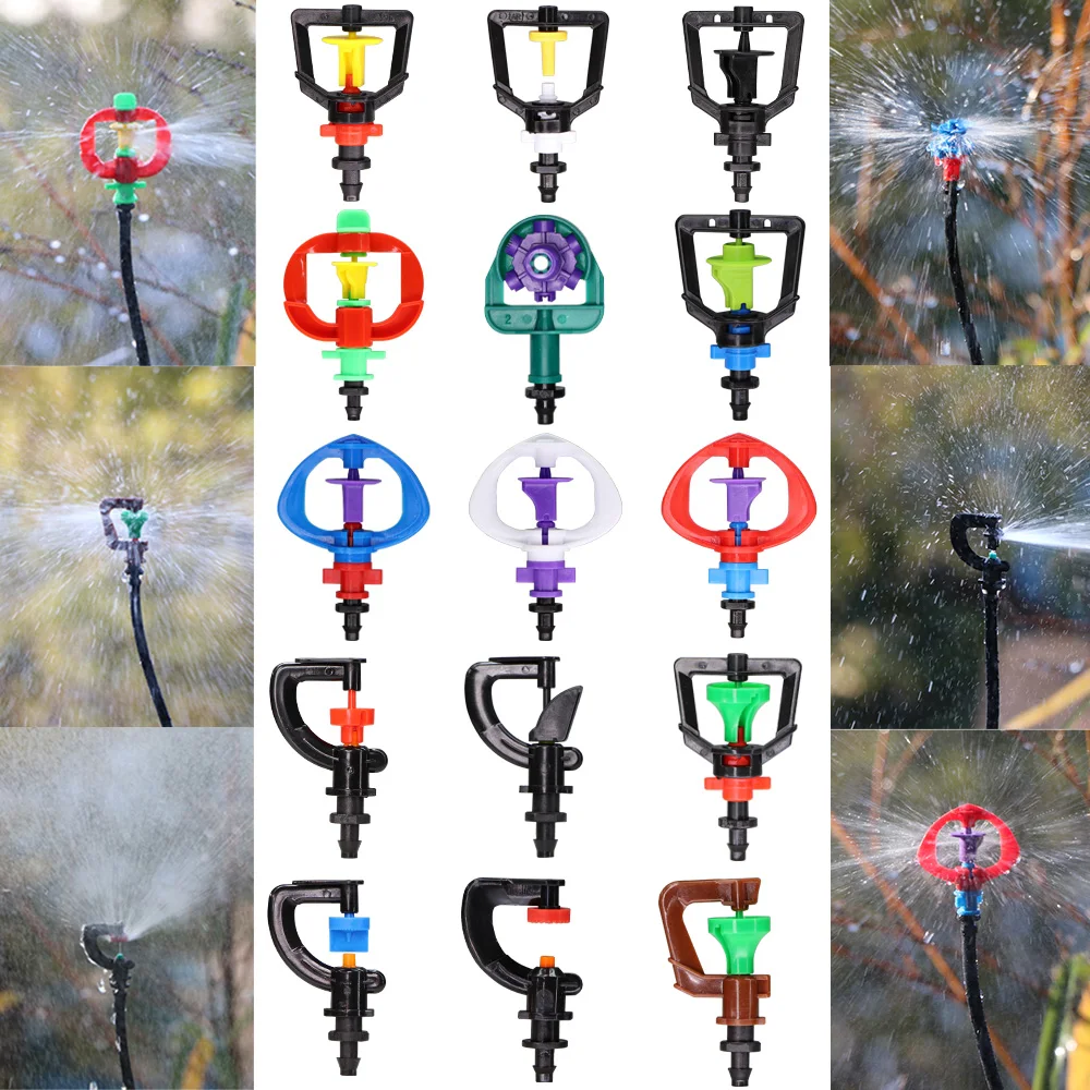 

Greenhouse 1/4'' Barb 90/180/360 Refraction Micro Nozzle Garden Dripping Irrigation Misting System Hanging Humidifier Sprayer