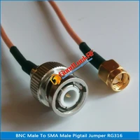 high quality q9 bnc male to sma male plug rf connector pigtail jumper rg316 extend cable low loss