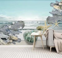 xuesu custom wallpaper mural nordic minimalist small fresh 3d sea shell landscape background wall 8d wall covering