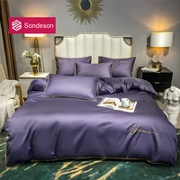 sondeson luxury 100 cotton purple bedding set printed 80s long staple cotton duvet cover pillowcase flat sheet bed linen set