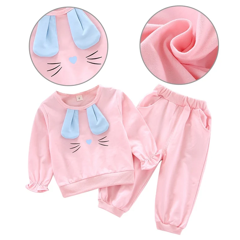 

Одежда для маленьких девочек, осенняя Повседневная Блузка с длинными рукавами и мультяшным принтом для девочек, топ + брюки, брючный костюм, ...