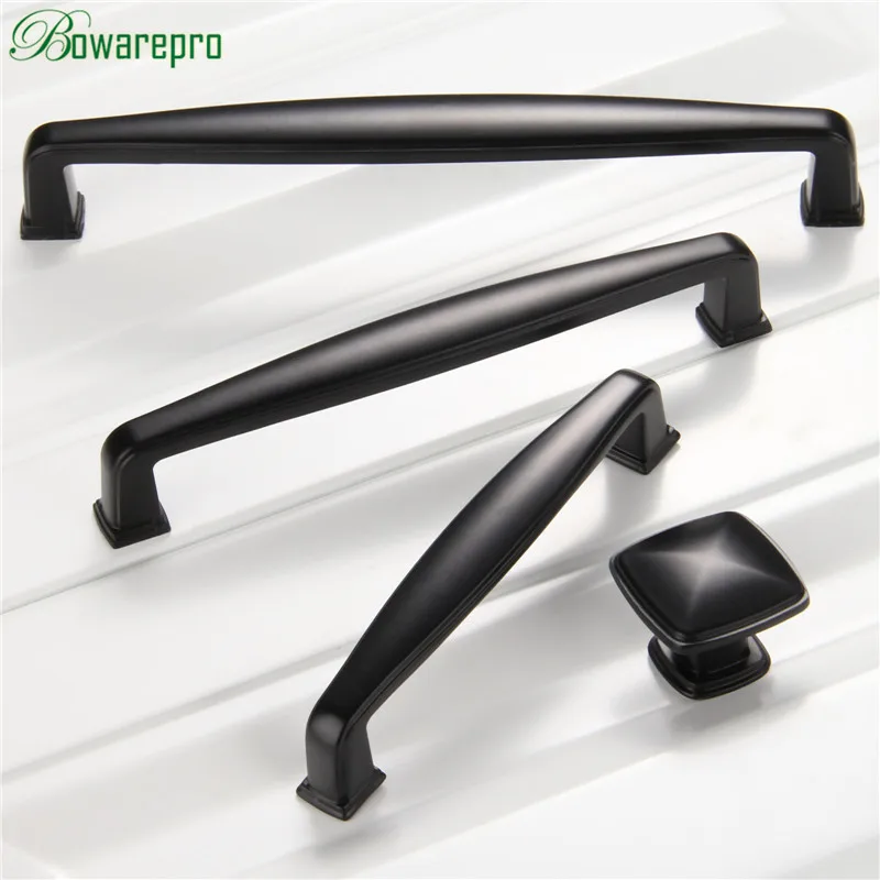 96/128/160 мм современные ручки для мебели шкафа черные кухонные двери шкаф выдвижной