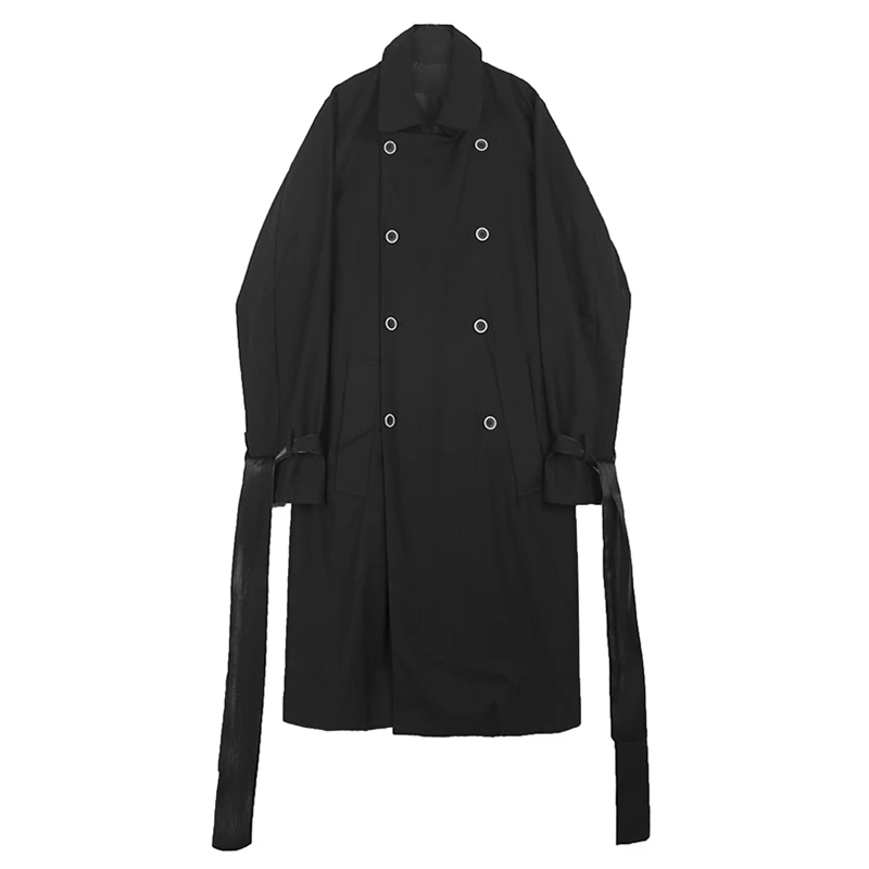

Cuff Ribbon Women Long Trench New Lapel Long Sleeve Loose Fit Windbreaker Fashion Tide Spring Autumn 2021 1DD0331