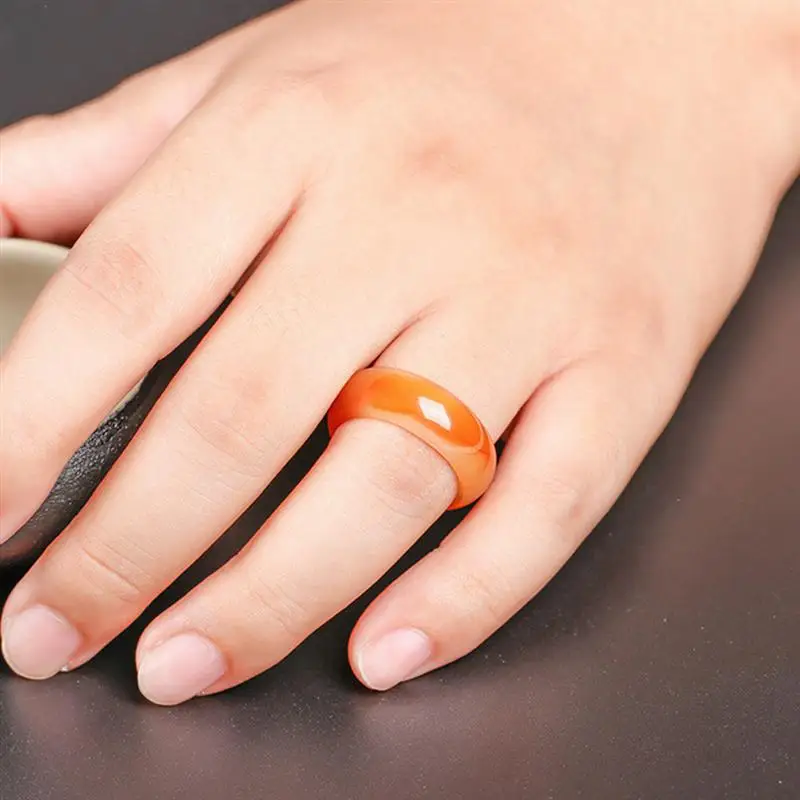 Red Carnelian Crystal Ring Natural Agate Plain Band for Women and Girls Fashion Jewelry | Украшения и аксессуары