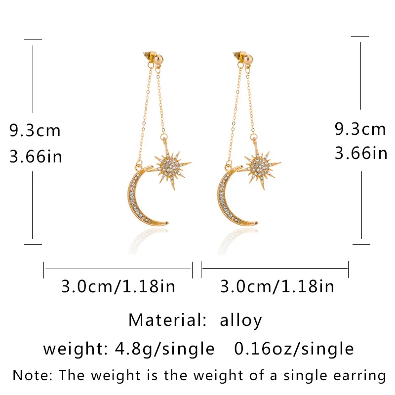 

Fashion eight-pointed star moon drop earrings Exquisite long tassel earrings for women fashion earrings for girlfriend jewelry