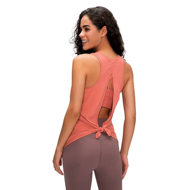 

Skin-friendly Lace-up Vest Women's Bowknot Beautiful Back Loose Breathable Running Sports Top Women's Sweatshirt Workout Shirts