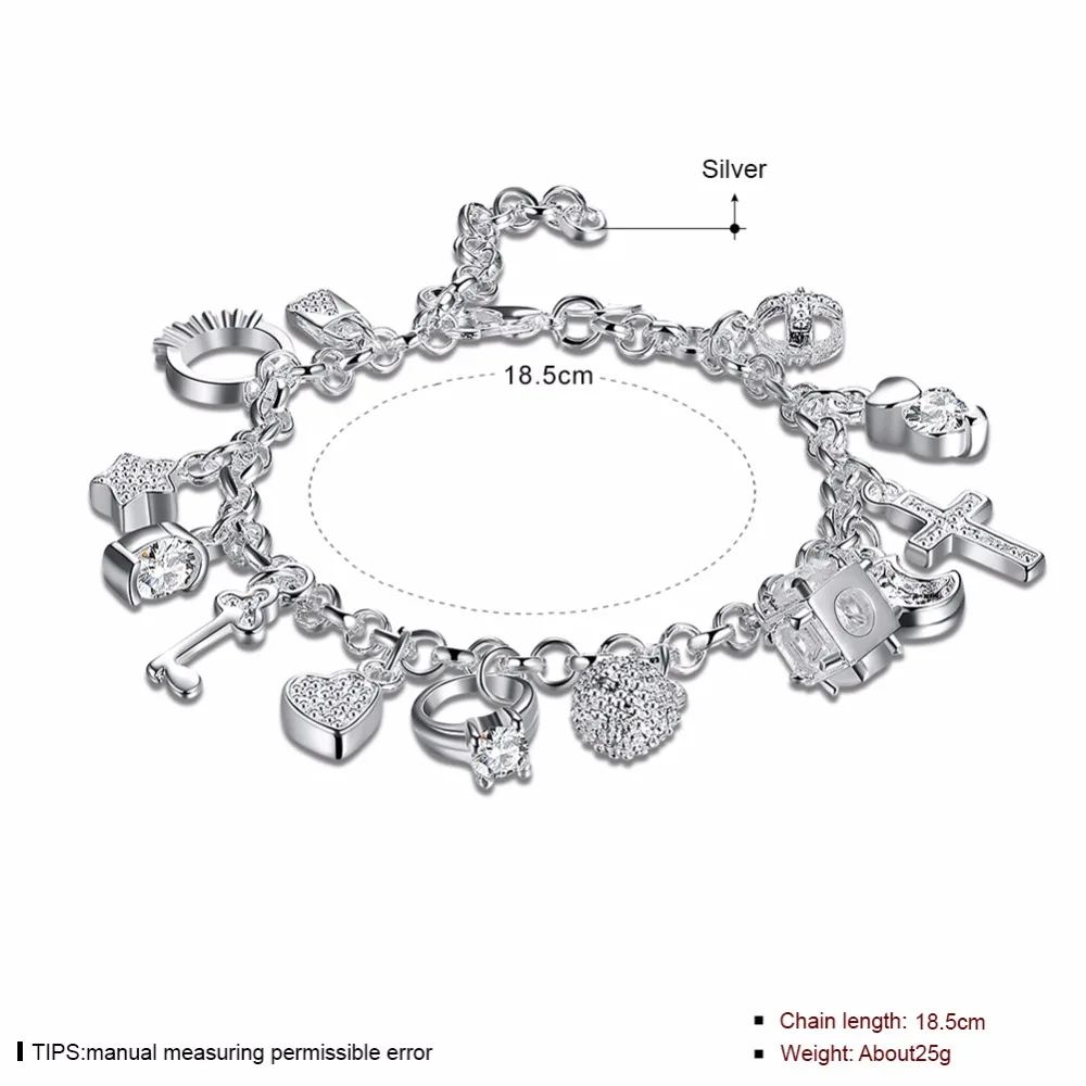 2 цвета луна звезды солнце Крест ключ сердце замок круг Шарм Браслеты Для женщин