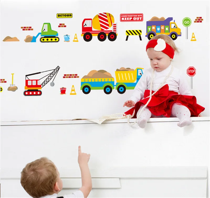 

Vivid Cartoon Vehicle Traffic Car Buses Wall Sticker for Kids Room Living Room Kindergarten Baby Nursery room decoration