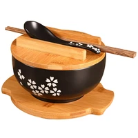 1000ml ceramic noodle bowl spoon bowl mat with cover instant noodle bowl korean soup bowl rice bowl cutlery set
