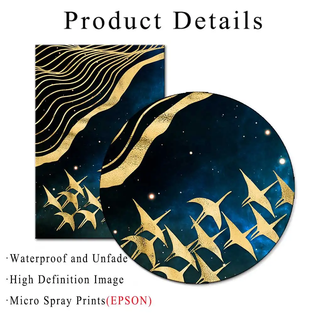 

Abstract Moon Art Canvas Painting Golden Bird Landscape Elk Nordic Posters And Prints Living Room Home Decoration Wall Painting