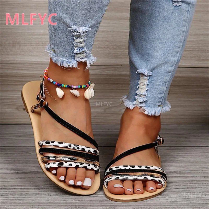 

Женские сандалии в римском стиле, пляжные богемные сандалии на плоской подошве с ремешками для отдыха, новинка 2022