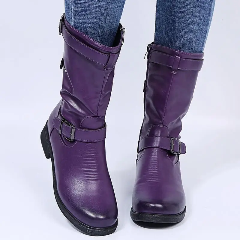 

2021 New Women's PU Simple Low Heel Round Head Side Zipper Fashion Women's Boots Comfortable Hot Fashion Boots 5KE298